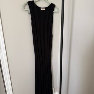 H&M Premium Black Ribbed Maxi Dress